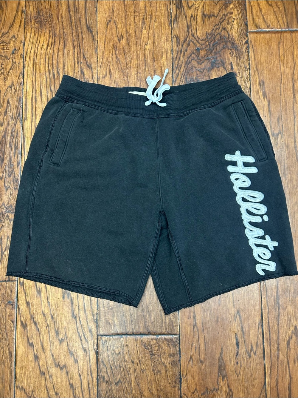 Hollister Black Men's Logo Sweat Shorts with White Drawstring